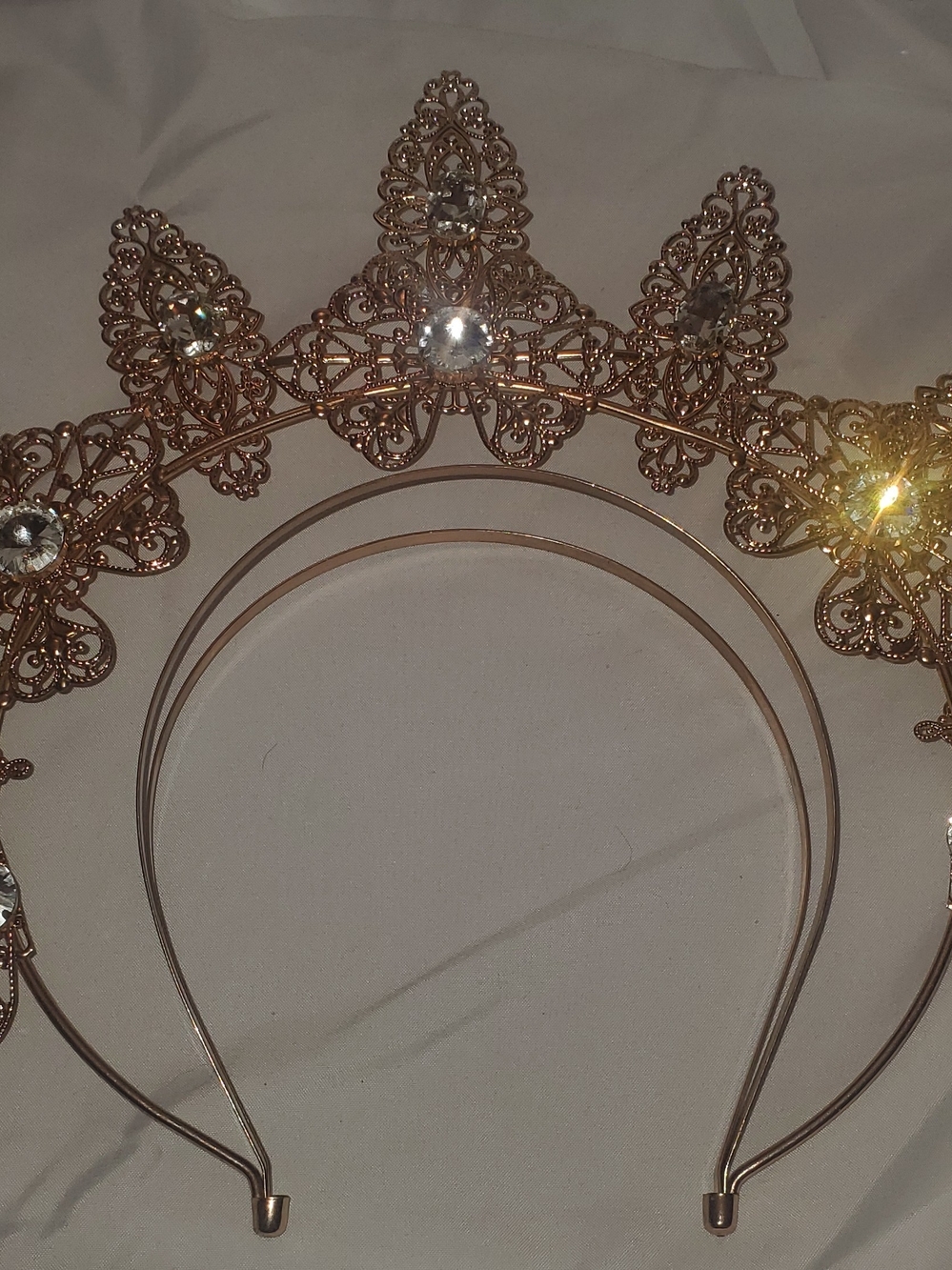 Gold Filigree Crystal Goddess Crown Headband